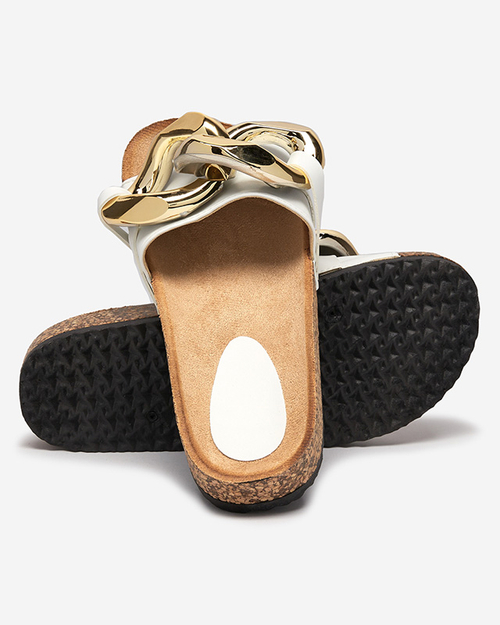 Жіночі сандалі Athenis Bianco Royalfashion – екологічна шкіра, золотий ланцюжок