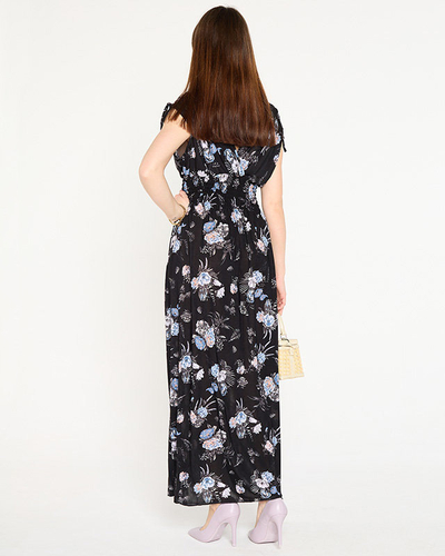 Чорне жіноче плаття максі з квітами - Одяг