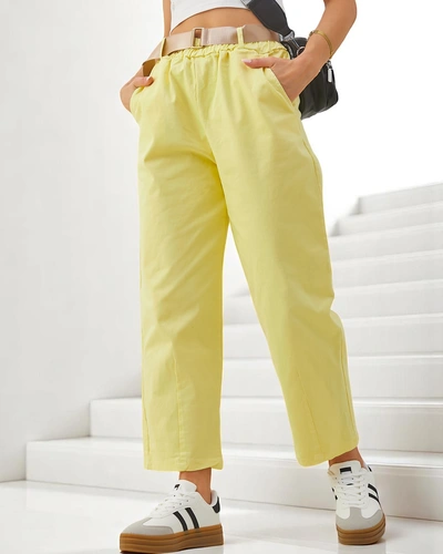 Royalfashion bavlněné rovné dámské kalhoty látka