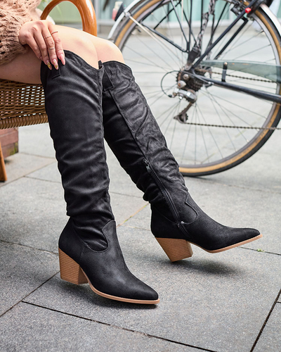 Royalfashion Чорні жіночі чоботи а-ля ковбойки Tegona