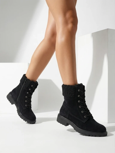 Eko semišové šněrovací dámské kotníkové boty Trevolla