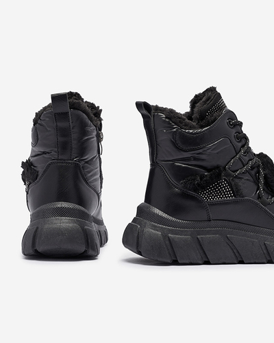 Černé sněhule z ekokůže se zirkony Armof - Obuv