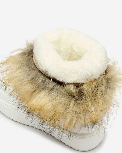 Royalfashion Dětské nazouvací boty a'la snow boots s kožíškem v bílé barvě Asika