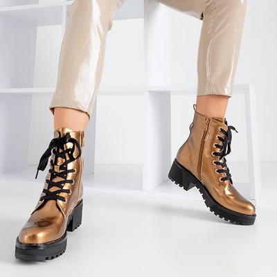 Dámská zlatá lakována Minna Workers - Footwear