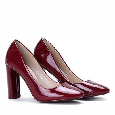 Bordowe czółenka na słupku Dahlia - Obuwie