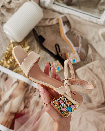 Босоніжки жіночі Royalfashion на стійці з кристалами Ohvare