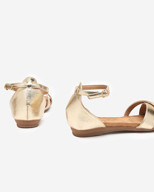 Рожево-золоті жіночі босоніжки на плоскій підошві Ruddi