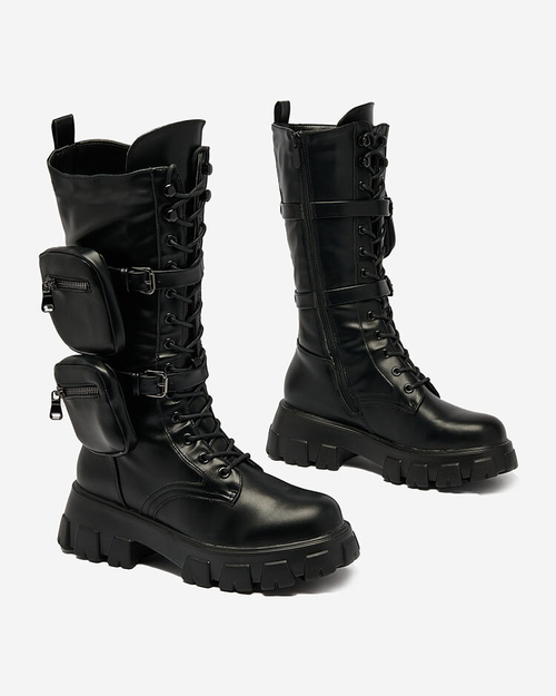 Royalfashion Чорні жіночі черевики-мішки з сумкою Atiuha