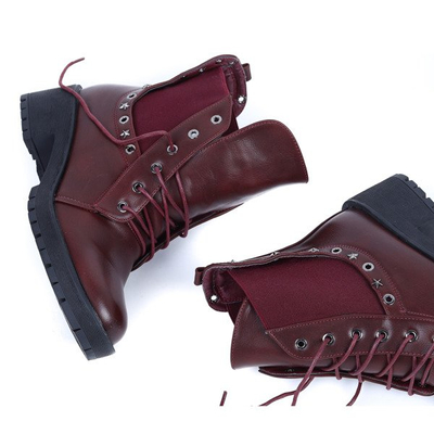 Burgundowe workery Ember- Obuwie