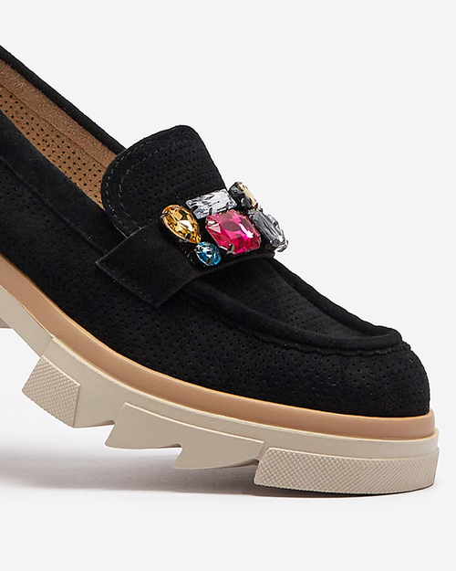 Чорні ажурні жіночі мокасини з декором Bokkso - Взуття