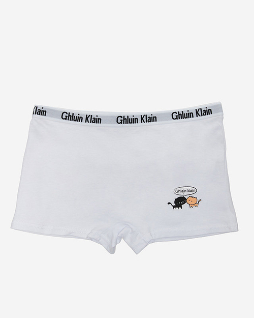 Жіночі білі однотонні боксерки з принтом - Нижня білизна