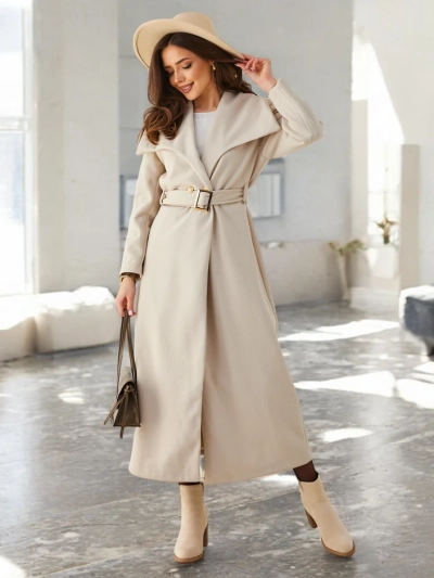 Royalfashion Жіночий максі-пальто з поясом