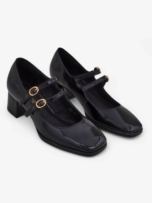 Royalfashion Лаковані жіночі туфлі на блоці з ремінцями Weyy