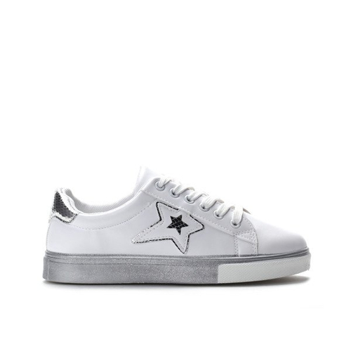Biało-srebrne tenisówki z gwiazdką - Obuwie
