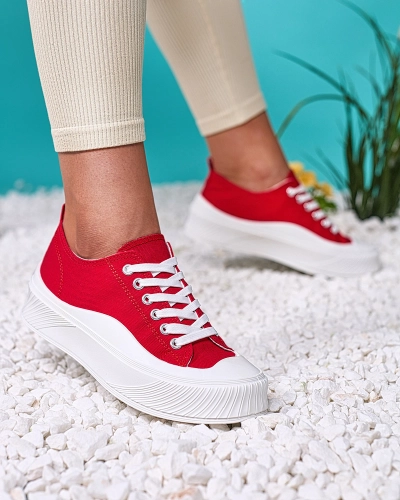 OUTLET Royalfashion Červené sportovní tenisky Luceri na platformě