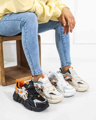 OUTLET Бежеве жіноче спортивне взуття з кольоровими вставками Deroni - Взуття