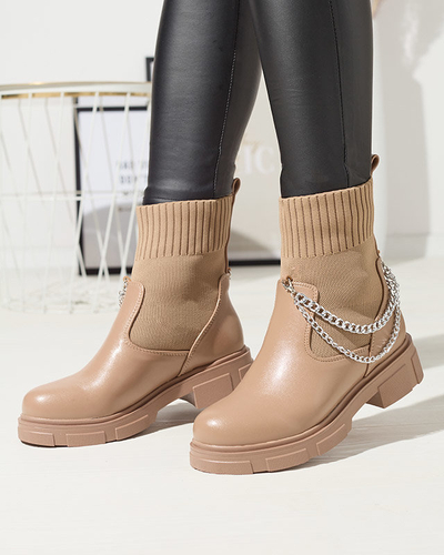 Чоботи жіночі світло-коричневі з верхом a'la sock Foldaf- Footwear