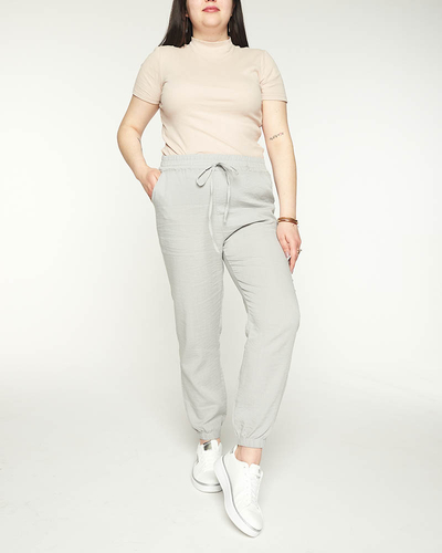 Жіночі джоггери сірого кольору з тканини PLUS SIZE - Одяг