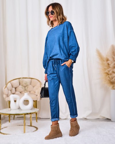 Royalfashion Ležérní modrá dámská mikinová souprava