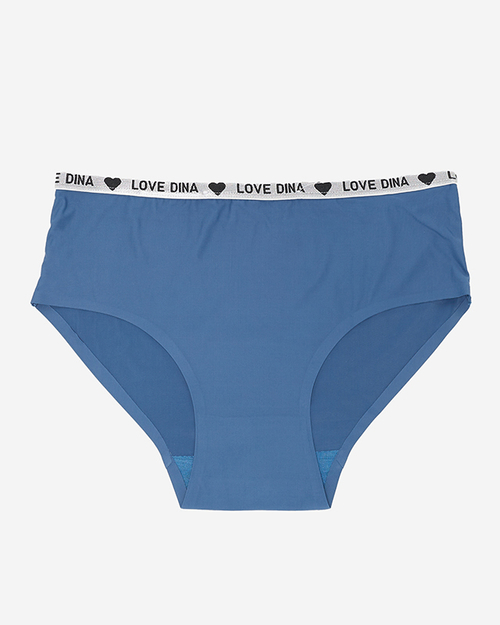Труси жіночі темно-сині з декоративною смужкою з написами - Нижня білизна
