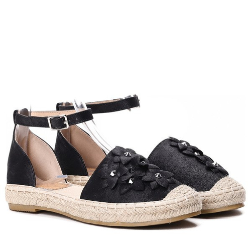 Czarne, odkryte espadryle - Obuwie