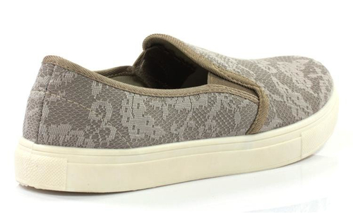 Szare, sportowe tenisówki slip on w kwiaty - Obuwie