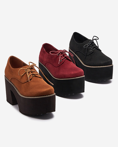 Чорні жіночі напівчеревики на шнурівці на суцільній підошві Lobera - Взуття