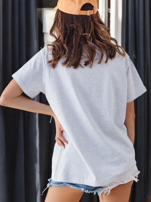 Royalfashion жіноча бавовняна повсякденна футболка з V-вирізом