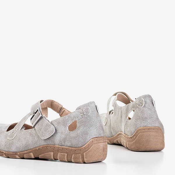 Světle šedé dámské boty se zapínáním na suchý zip Grazena - obuv