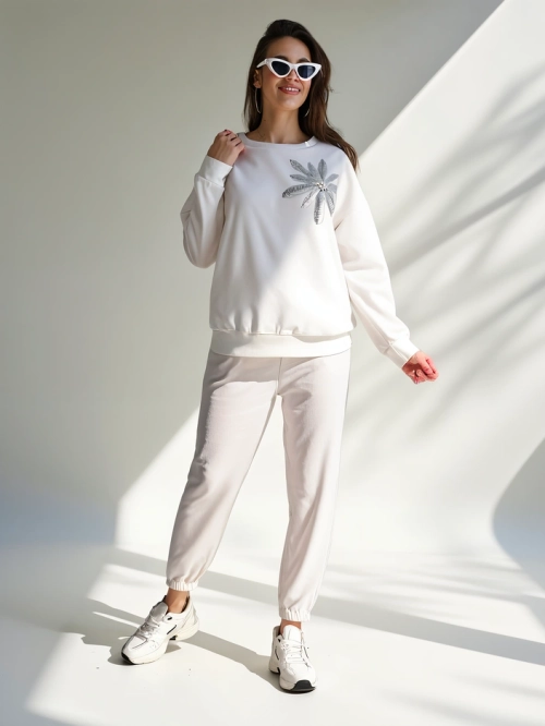 Royalfashion жіночий в'язаний комплект з квіткою