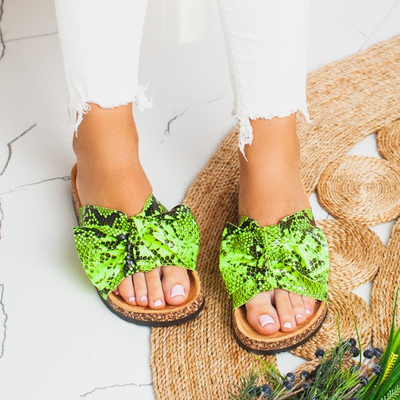 Неонові зелені капці зі зміїною шкірою Змієва шкіра - Взуття