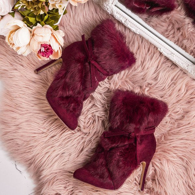 Бордові напівчоботи з хутром Pelage - Взуття