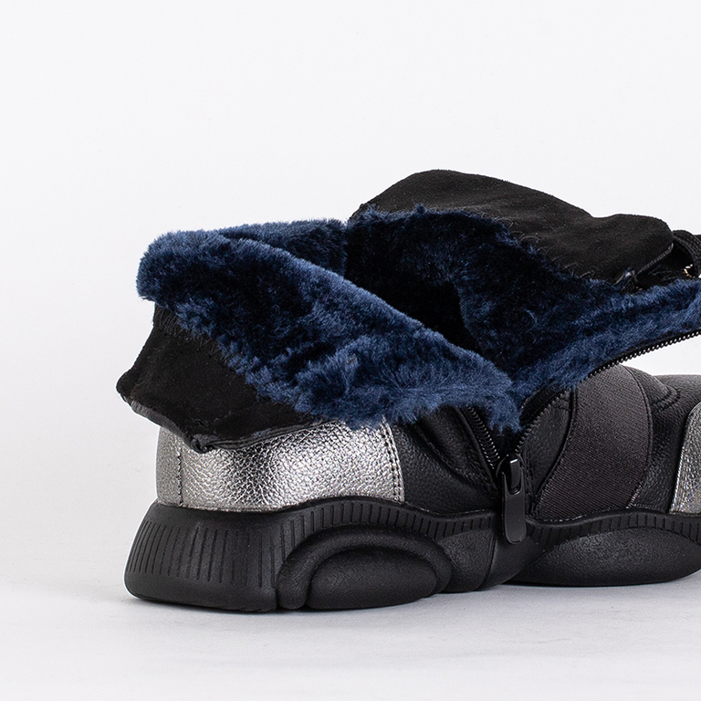 Černé dětské kozačky se stříbrnými vsadkami Kaliaso - Obuv