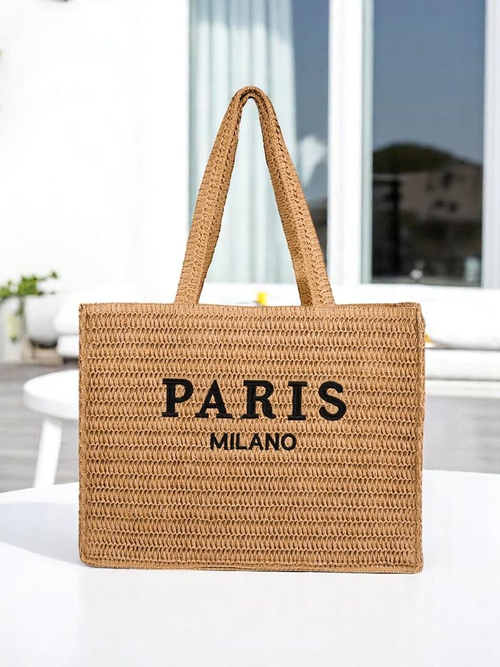 Royalfashion Велика солом'яна жіноча сумка Paris Milano