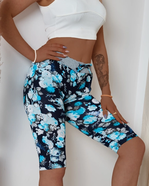 Темно-сині жіночі легінси 3/4 довжини з візерунком PLUS SIZE