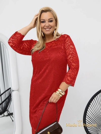 Dámské krajkové midi šaty s 3/4 rukávy Elegant Star