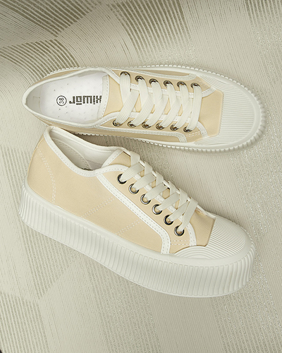 Бежеві жіночі кеди на суцільній підошві Ozerika - Взуття