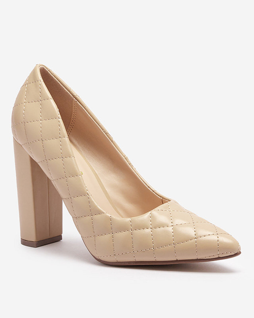 Бежеві жіночі туфлі-човники на шпильці з тисненням Torosa- Footwear