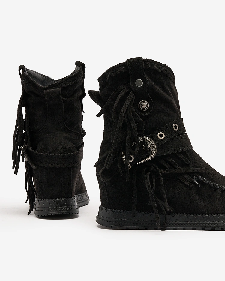 Royalfashion Černé dámské kozačky se skrytou kotvou Dibisa