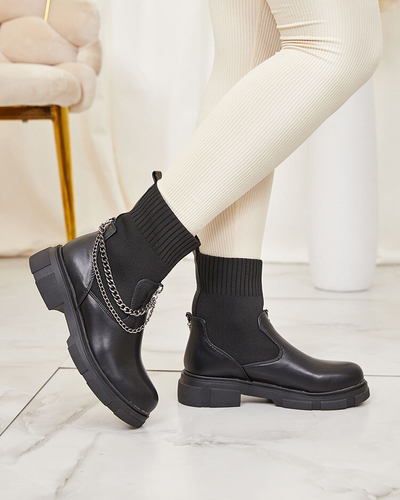 Чоботи жіночі чорні з верхом a'la sock Foldaf- Footwear