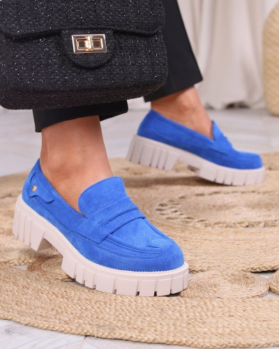 Жіночі мокасини з екозамші кобальтового кольору Siherta- Footwear