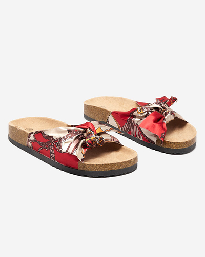 Dámské červené pantofle s módním látkovým svrškem Laneso - Footwear