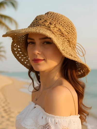 Royalfashion Dámský slaměný klobouk Krajka Breeze
