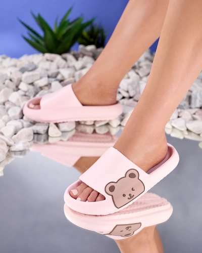 Royalfashion Růžové dámské gumové žabky s medvídkem Páka