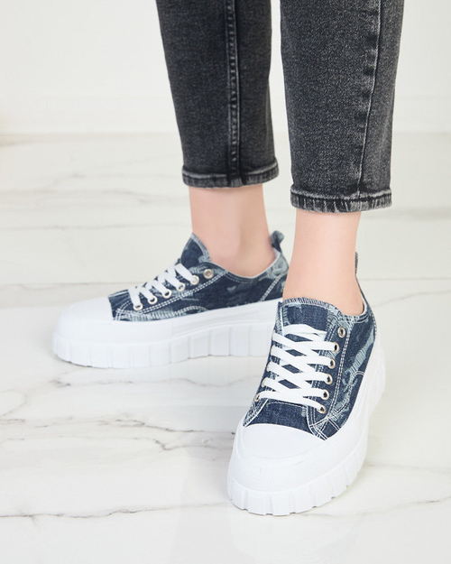 Темно-сині жіночі кеди на платформі Resi