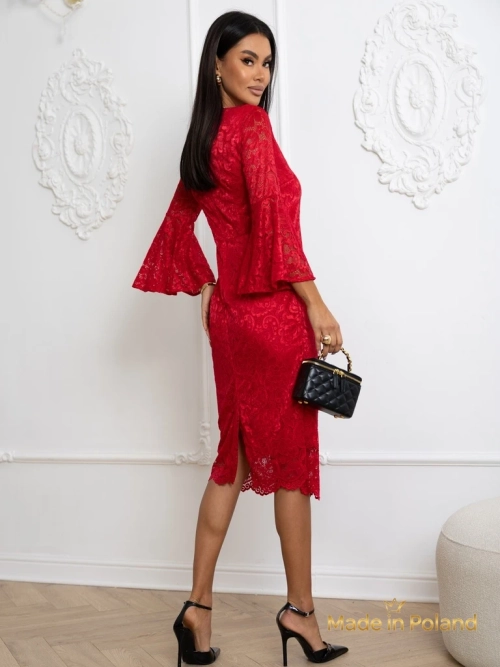 Коронкова жіноча сукня міді з широкими рукавами Holly Wow