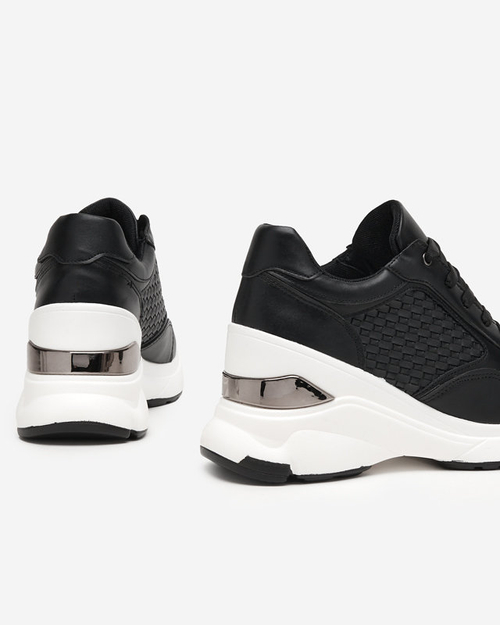 OUTLET Чорні жіночі спортивні кросівки на кімнатній танкетці Renel - Взуття