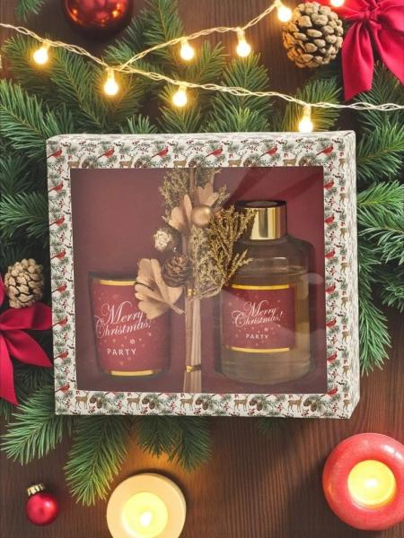 Sada: Vánoční vonné tyčinky a svíčka Merry Christmas