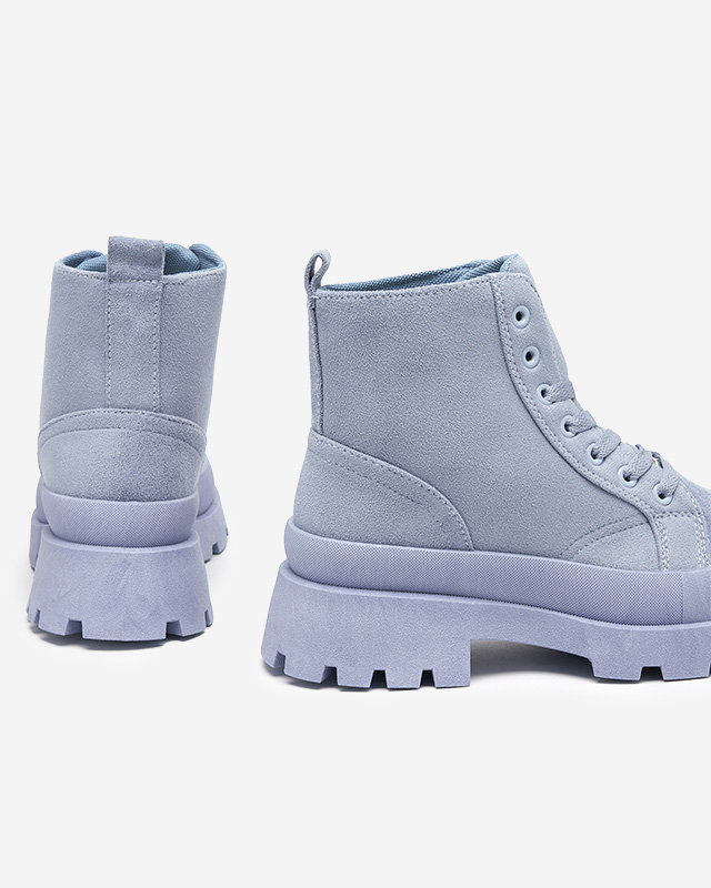 Modré dámské kozačky s eko semišem Lolut- Footwear