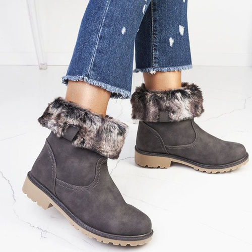 Сірі черевики на плоскому каблуці Канада - Взуття